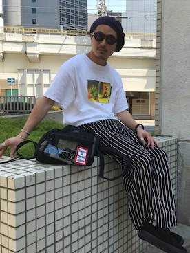 「SURROUND（サラウンド）のアイテム」を使った、Takahiro Teradaさん（メンズ・170cm）の夏コーディネート