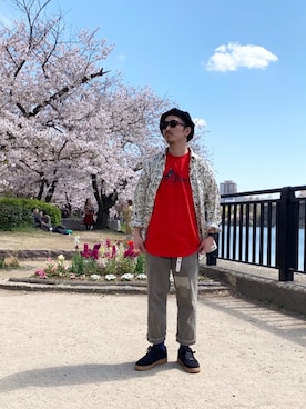 「aie」｜「アイテム（Tシャツ/カットソー）」を使った、Takahiro Teradaさん（メンズ・170cm）の春コーディネート