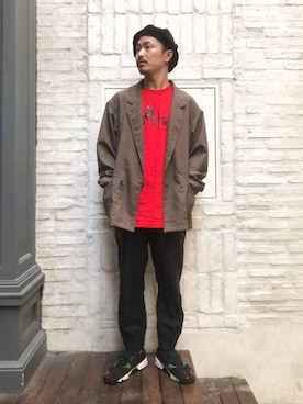 「aie」｜「アイテム（Tシャツ/カットソー）」を使った、Takahiro Teradaさん（メンズ・170cm）の春コーディネート