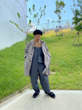 「コート」｜「アイテム（オールインワン・サロペット）」を使った、Takahiro Teradaさん（メンズ・170cm）の秋コーディネート