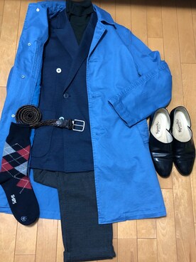「アイテム（レッグウェア、ブルー系）」を使った、さくさん（メンズ・176cm）の冬コーディネート