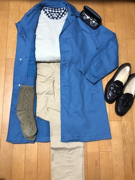 「アイテム（ステンカラーコート）」を使った、さくさん（メンズ・176cm・20代）の春コーディネート