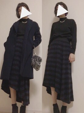 「アシンメトリー」｜「アイテム（チェスターコート）」を使った、pechiさん（レディース・172cm）の冬コーディネート