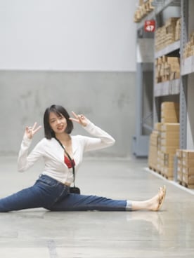 「sandro（サンドロ）のアイテム（デニムパンツ）」を使った、Maygor2018さん（レディース・163cm）の夏コーディネート
