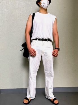 「SEVENDAYS=SUNDAY（セブンデイズサンデイ）のアイテム（チノパンツ）」を使った、ぴろぷんさん（メンズ・174cm）の夏コーディネート