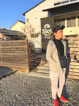 「wjk（ダヴルジェイケイ）のアイテム（キャップ）」を使った、あきもんさん（メンズ・168cm）の春コーディネート