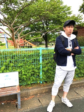 「wjk（ダヴルジェイケイ）のアイテム（キャップ）」を使った、あきもんさん（メンズ・168cm）の春コーディネート