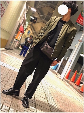 「エムエーワン」｜「アイテム（ブルゾン）」を使った、Ｙｕｔｏさん（メンズ・170cm）の冬コーディネート