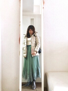 「STRAWBERRY-FIELDS（ストロベリーフィールズ）のアイテム（スカート）」を使った、ElleRoseさん（レディース・152cm）の冬コーディネート
