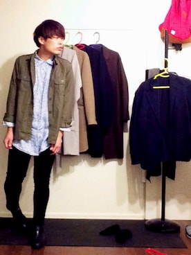 「ゆるカジ」｜「アイテム（ジャケット/アウター）」を使った、もとさん（メンズ・176cm）の春コーディネート