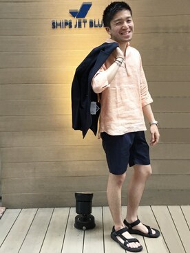 「SHIPS JET BLUE（シップスジェットブルー）のアイテム（ジャケット/アウター）」を使った、柴田さん（メンズ・170cm）の春コーディネート