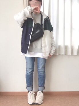 「NIKE（ナイキ）のナイキ エア マックス 95 プレミアム コントラスト ウィメンズシューズ / NIKE AIR MAX 95 PREMIUM CONTRAST（スニーカー）」を使った、miiさん（レディース・154cm）の春コーディネート