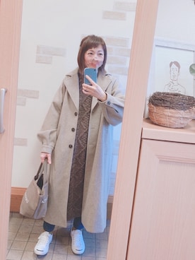 「notch.（ノッチ）のアイテム（ステンカラーコート）」を使った、miiさん（レディース・154cm）の冬コーディネート