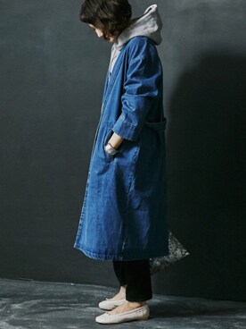 「MEDE19F（メデジュウキュウ）のアイテム（デニムジャケット）」を使った、MEDE19Fさん（レディース・164cm）の冬コーディネート