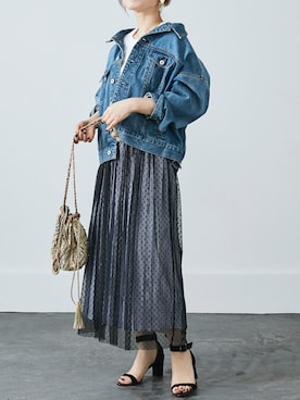 「MEDE19F（メデジュウキュウ）のアイテム（デニムジャケット）」を使った、MEDE19Fさん（レディース・160cm）の春コーディネート