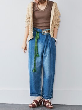 「MEDE19F（メデジュウキュウ）のアイテム（デニムパンツ）」を使った、MEDE19Fさん（レディース・164cm）の春コーディネート