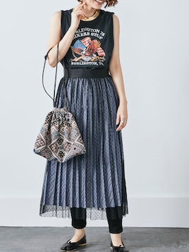 「MEDE19F（メデジュウキュウ）のアイテム（スカート）」を使った、MEDE19Fさん（レディース・164cm）の春コーディネート