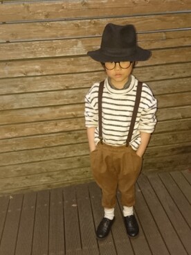 「韓国子供服のアイテム（ニット/セーター、その他）」を使った、OU.さん（キッズ・130cm）の春コーディネート