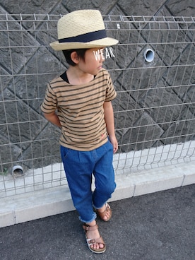 「フリンジデニム」｜「アイテム（その他）」を使った、OU.さん（キッズ・110cm）の秋コーディネート