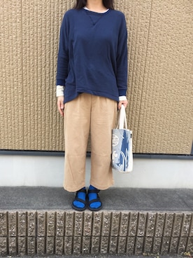 「OMNIGOD（オムニゴッド）のアイテム（スウェット）」を使った、にっこさん（レディース・157cm）の春コーディネート