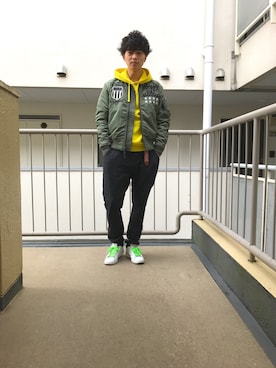 「Polo Ralph Lauren」｜「アイテム（MA-1）」を使った、渡邉康輝さん（メンズ・178cm）の秋コーディネート