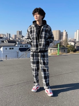 「MONKEY TIME（モンキータイム）の＜monkey time＞  TW CHECK  DRIZZLER/アウター（ブルゾン、その他）」を使った、渡邉康輝さん（メンズ・179cm）の冬コーディネート