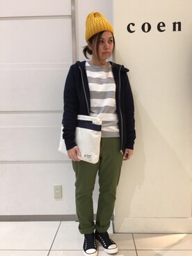 「coenスタッフスタイリング」｜「アイテム（ニットキャップ/ビーニー）」を使った、iku_miさん（レディース・157cm）の冬コーディネート