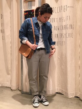 「coenスタッフスタイリング」｜「アイテム（デニムジャケット）」を使った、iku_miさん（レディース・158cm）の春コーディネート