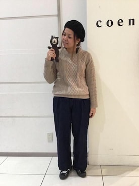 「coenスタッフスタイリング」｜「アイテム（ハンチング/ベレー帽）」を使った、iku_miさん（レディース・158cm）の秋コーディネート