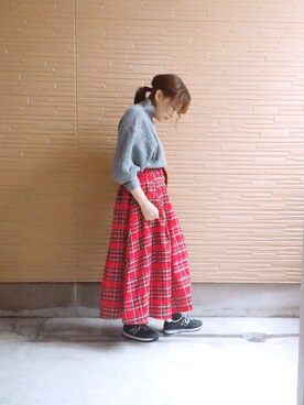 ♡kkk♡さんの「【OLIVE des OLIVE】タータンチェックフレアスカート」を使ったコーディネート