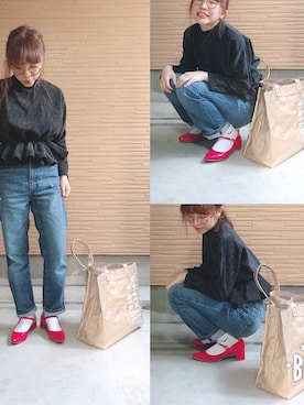 「赤い靴」｜「アイテム（その他トップス）」を使った、♡kkk♡さん（レディース・150cm）の春コーディネート