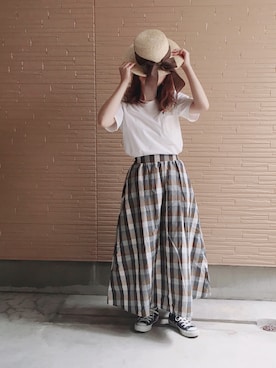 「MODE ROBE（モードローブ）のアイテム（帽子）」を使った、♡kkk♡さん（レディース・150cm）の夏コーディネート