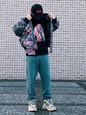 「doublet（ダブレット）のアイテム（ブルゾン）」を使った、ひろしさん（メンズ・166cm）の冬コーディネート