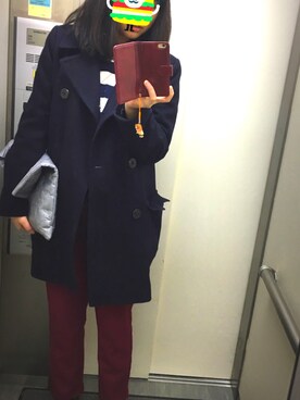 「GAP（ギャップ）のアイテム（ピーコート）」を使った、mmさん（レディース・174cm）の冬コーディネート