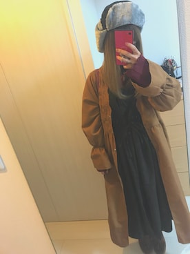 「AS KNOW AS PINKY（アズノゥアズピンキー）のアイテム（トレンチコート）」を使った、miki.さん（レディース・149cm）の秋コーディネート