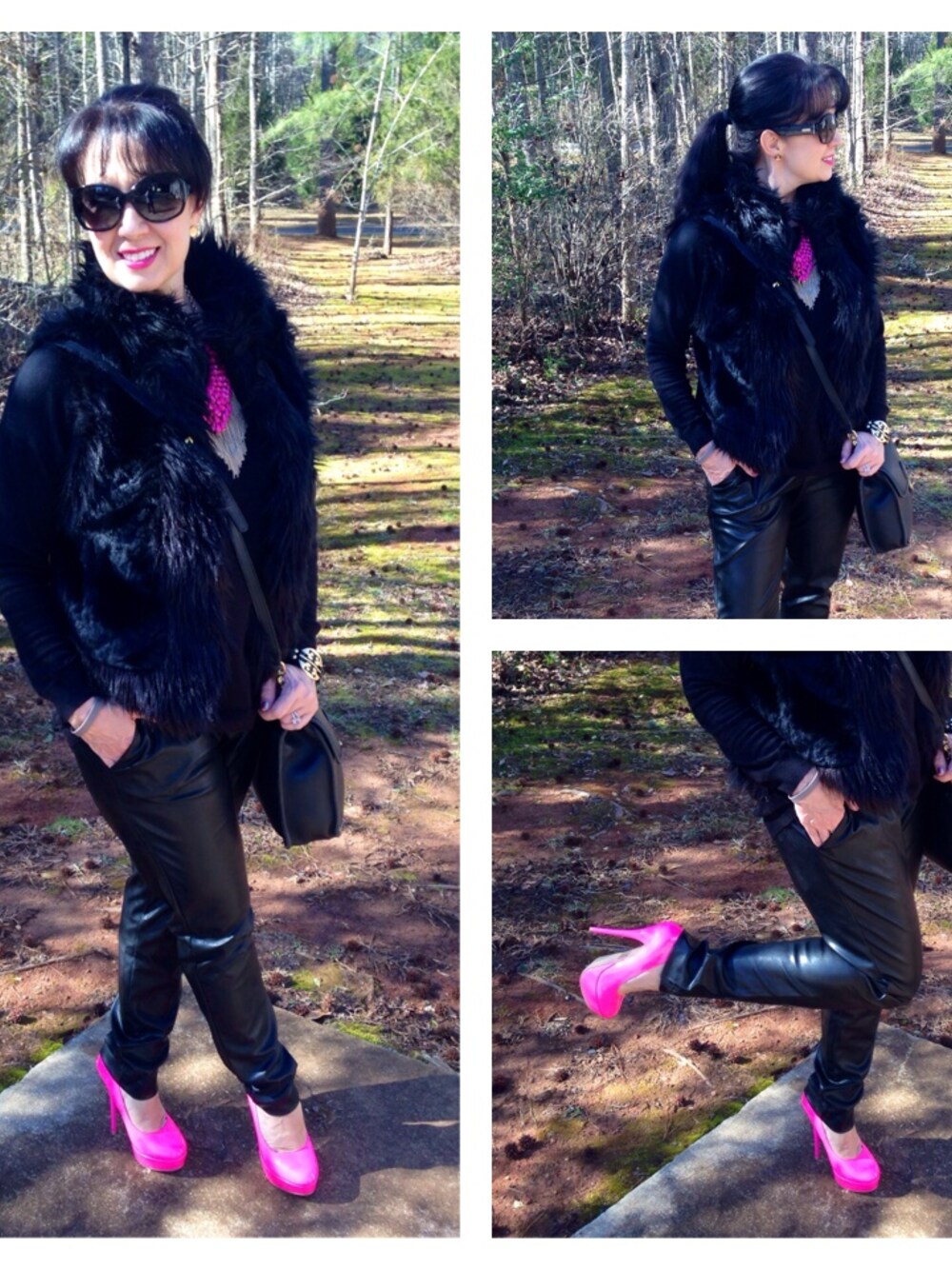 「athletic、BAG、Charlotte Russe、COACH、cross-body、FOREVER 21、heels、loft、pants、vest」｜Elizabethさん（レディース）の冬コーディネートの1枚目の写真
