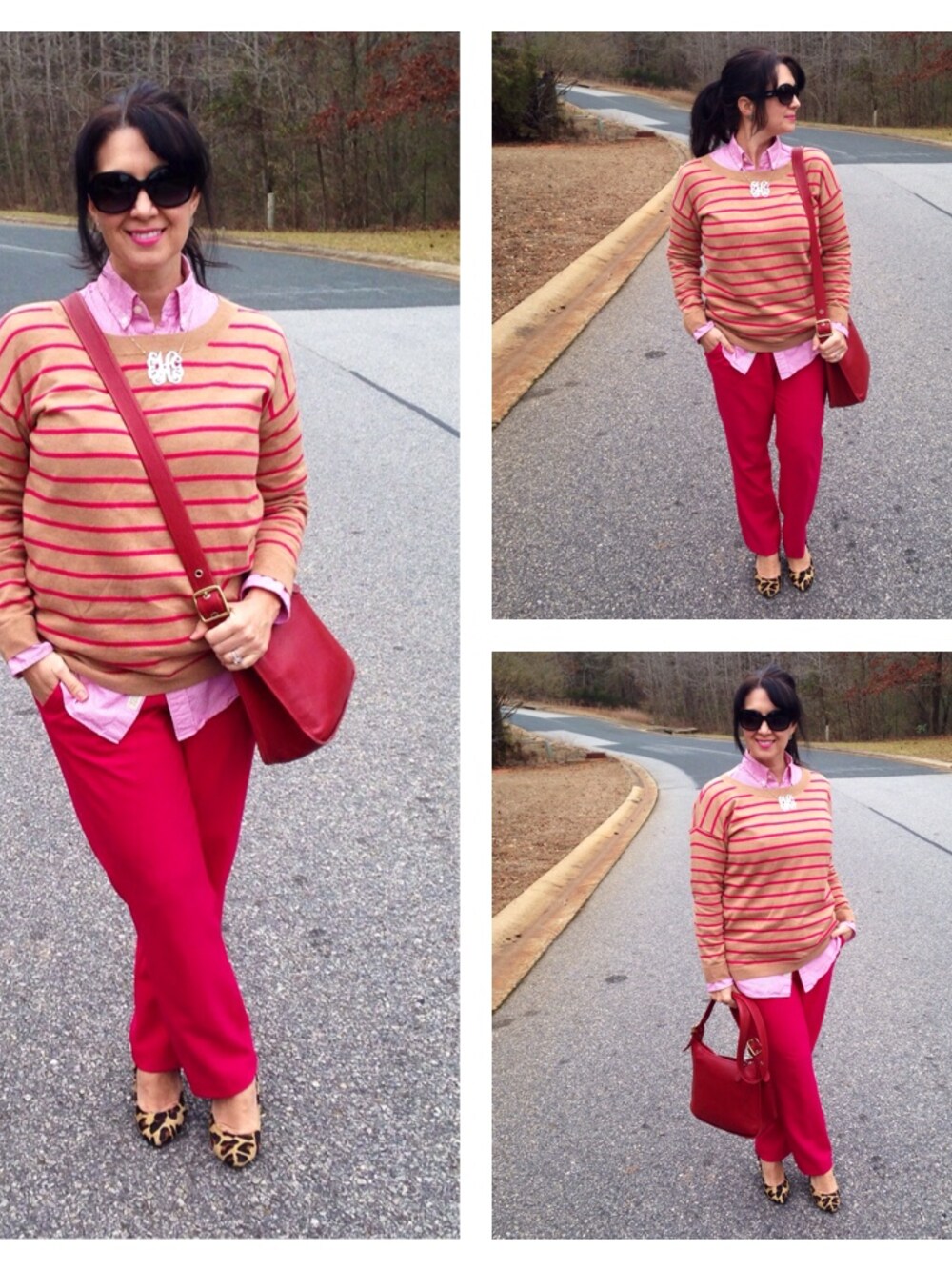 「BAG、COACH、cross-body、GAP、heels、Jessica Simpson、leather、leopard、striped、sweater」｜Elizabethさん（レディース）の冬コーディネートの1枚目の写真