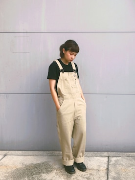 「アイテム（つなぎ/オールインワン、ベージュ系）」を使った、MIIさん（レディース・158cm）の夏コーディネート