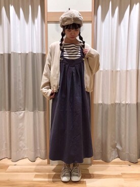 「リバーシブル」｜「アイテム（ジャンパースカート）」を使った、つかさん（レディース・165cm）の秋コーディネート