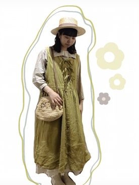 「アイテム（ジャンパースカート）」を使った、つかさん（レディース・165cm）の春コーディネート