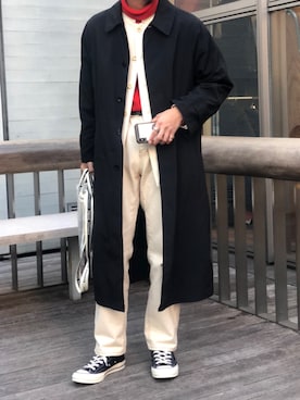 「アイテム（ステンカラーコート）」を使った、すけさん（メンズ・165cm・20代）の春コーディネート