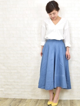 「スキッパーシャツ」｜tsurumayu☆さん（レディース・153cm）の春コーディネート