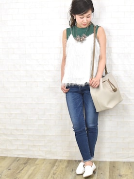 「アイテム（ゴールド系）」を使った、tsurumayu☆さん（レディース・153cm）の春コーディネート