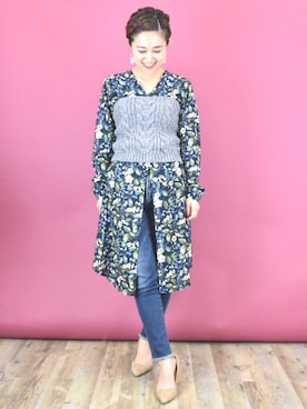 「アイテム（ワンピース、ブルー系）」を使った、tsurumayu☆さん（レディース・153cm）の秋コーディネート