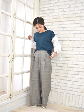 「アイテム（パンツ、イエロー系）」を使った、tsurumayu☆さん（レディース・153cm）の冬コーディネート