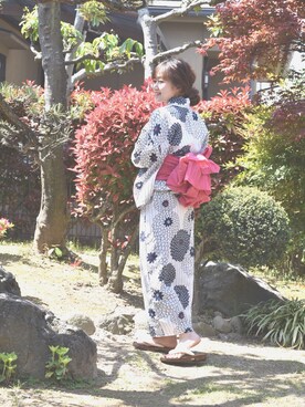 「アイテム（浴衣）」を使った、tsurumayu☆さん（レディース・153cm）の春コーディネート