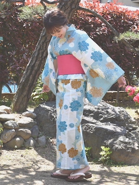 「アイテム（浴衣）」を使った、tsurumayu☆さん（レディース・153cm）の夏コーディネート