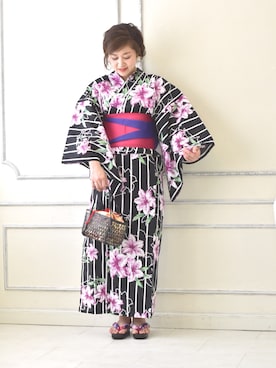 「アイテム（浴衣）」を使った、tsurumayu☆さん（レディース・153cm）の夏コーディネート