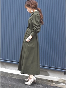 「アイテム（その他、グリーン系）」を使った、tsurumayu☆さん（レディース・153cm）の秋コーディネート