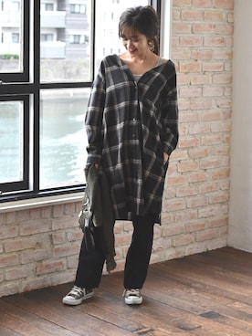 「アイテム（ストール/ショール）」を使った、tsurumayu☆さん（レディース・153cm）の秋コーディネート